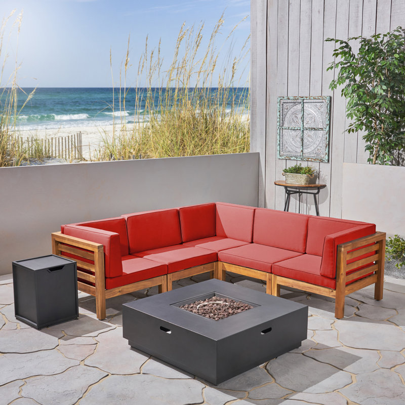 Eugene 5 - Person Patio Conversation Set with Cushions