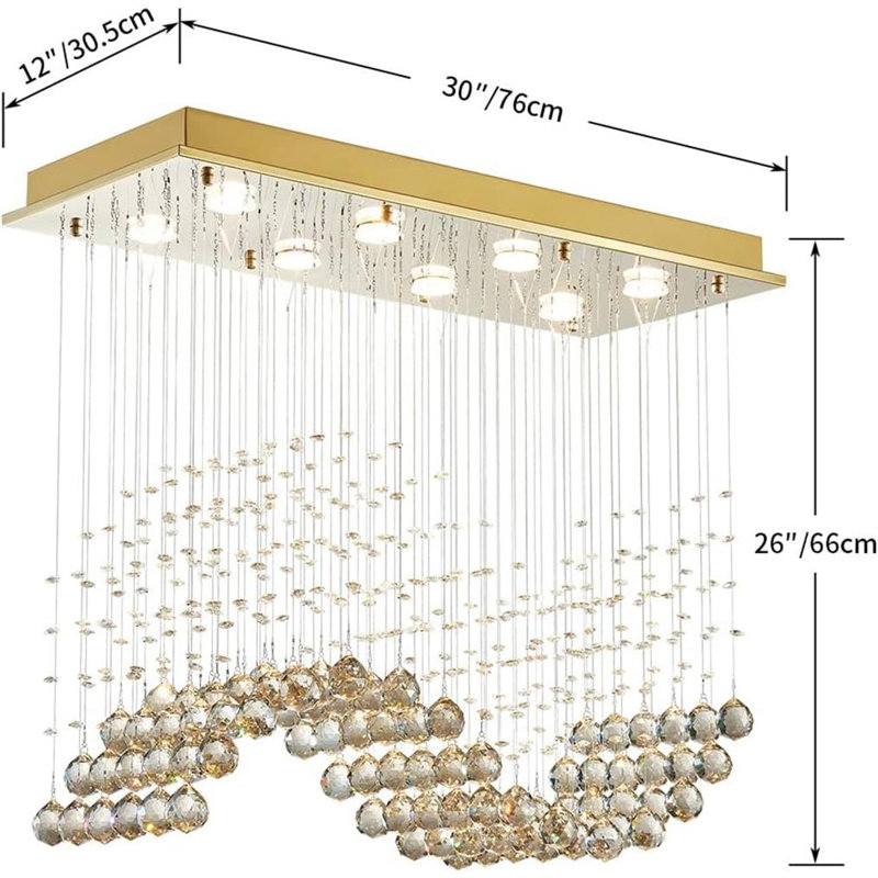 Lustre Golladay, Cristal champagne avec auvent doré