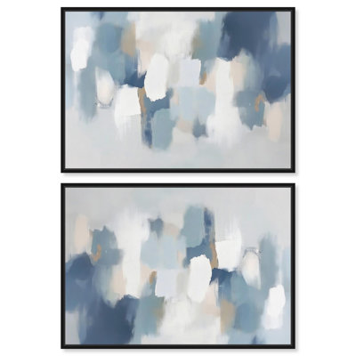 «Dreaming Indigo I Set Canvas Elegant Modern Art» par Art Remedy