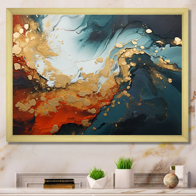 Tempête de marbre bleu et doré IV - art mural abstrait