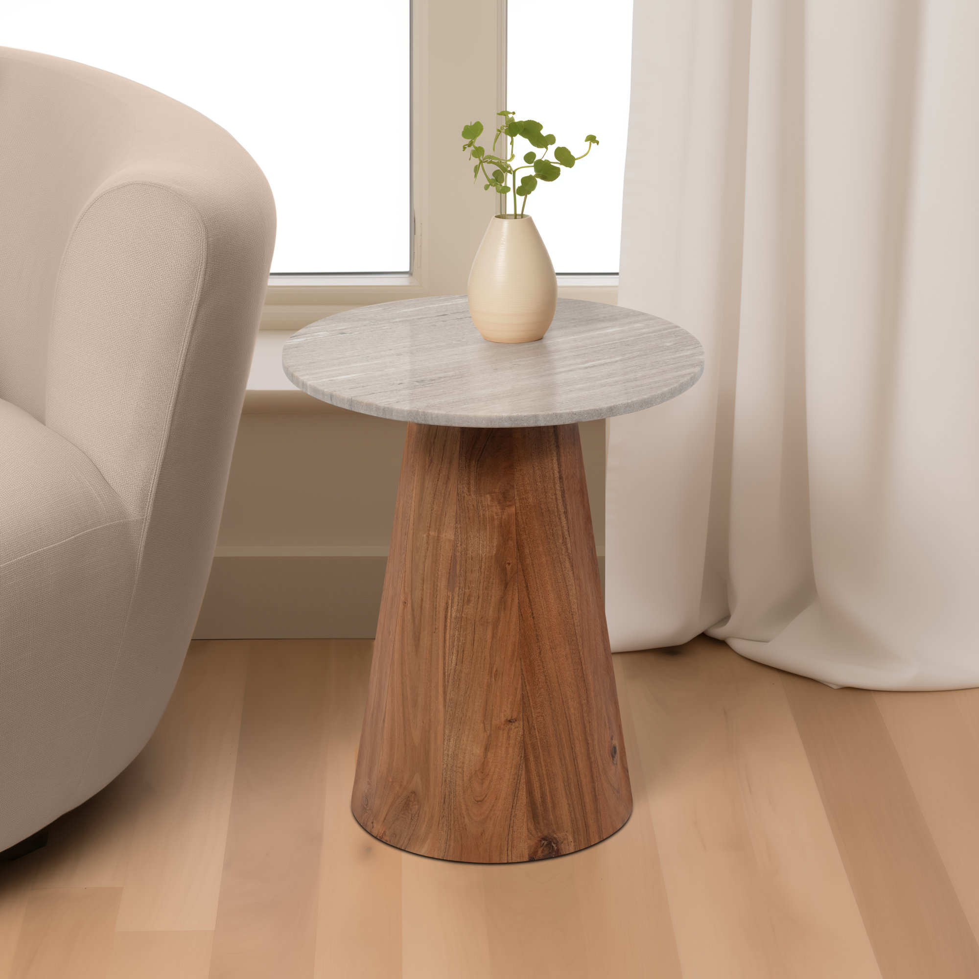 Mallard End Table, Light Brown Top/Brown Base