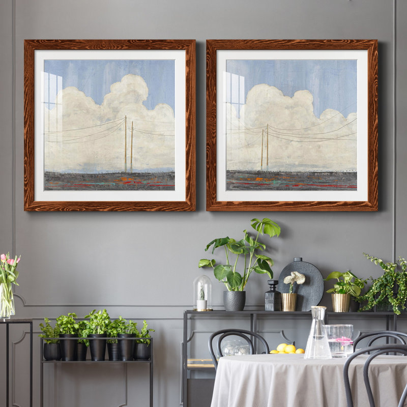 Peut-être aujourd'hui - ensemble de 2 reproductions d'art sur papier encadré, Cadre en érable, H 27,5 po x l 55 po x P 1,5 po