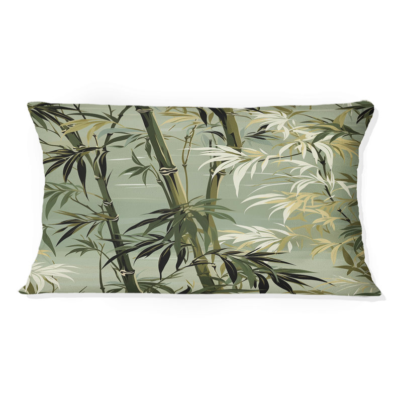 Bamboo Retreat, motif tropical I - coussin floral en polyester