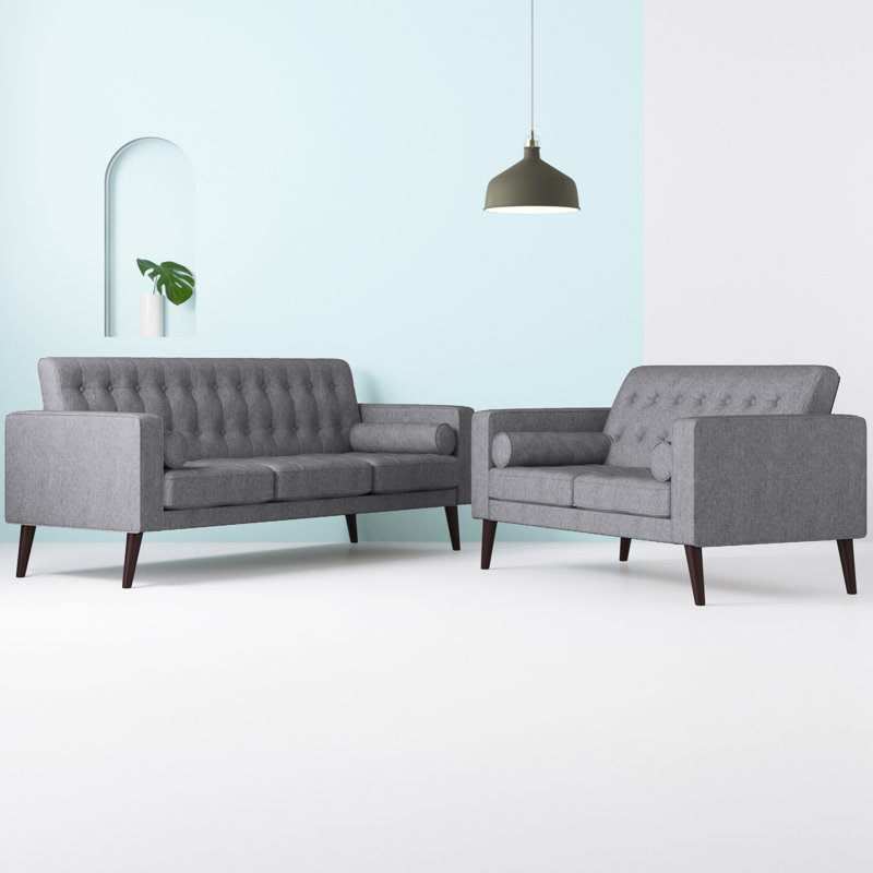 Ensemble de salon standard 2 pièces Benayah, Gris clair