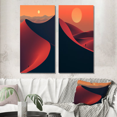 Sunrise Horizon, désert sur Mars, planète I - ensemble de 2 impressions sur toile désert