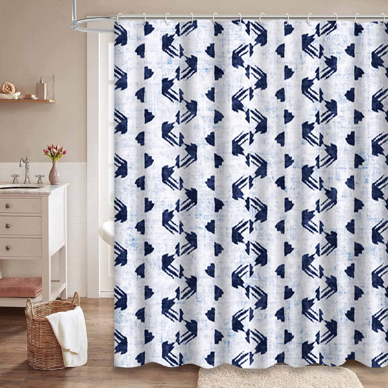 Rideau de douche bleu imperméable, rideaux de douche pour la salle de bain avec 12 crochets, L 72 po x l 72 po