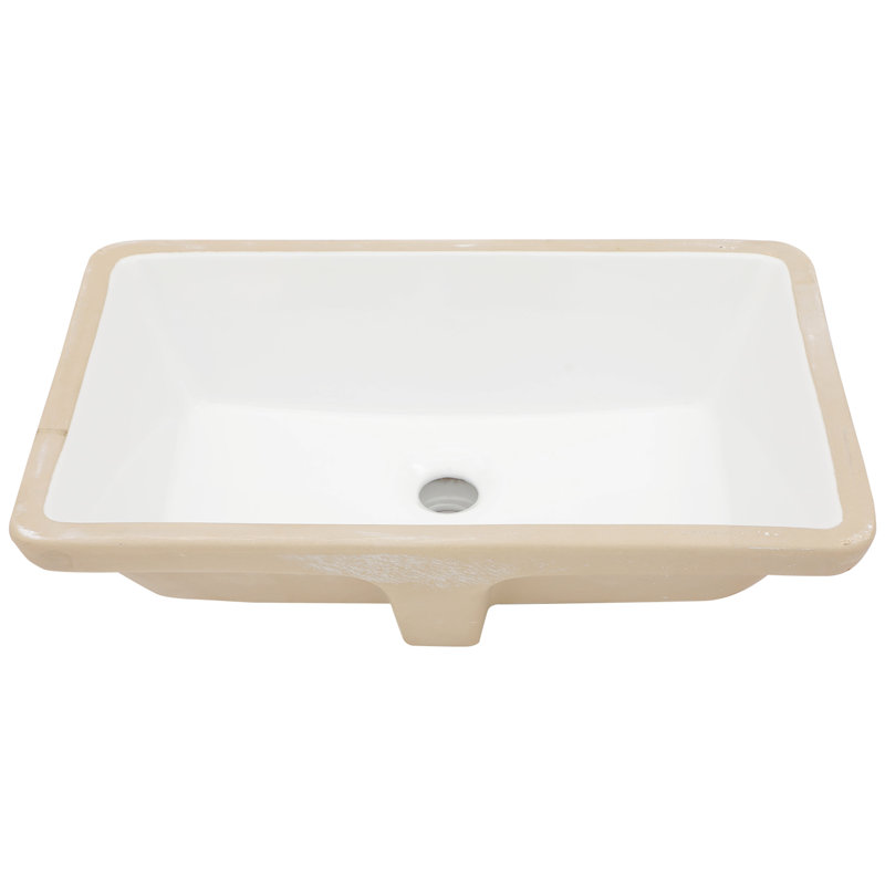 Rectangular White Ceramic Undermount Bathroom Sink 21x13 Inches, Modern Classic Design, Stain European Inspired Easy To Maintain