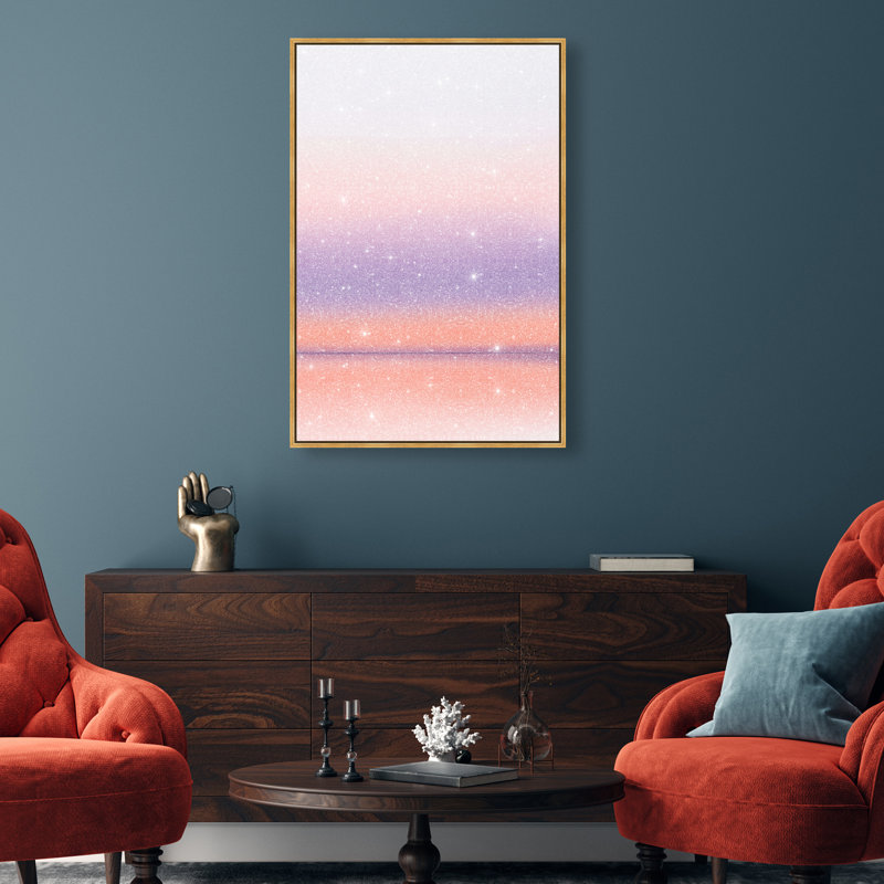 Peach Coastline Print by Oliver Gal, 37"H x 25"W, Gold Floater Frame