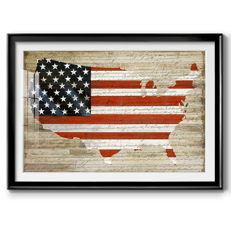 Drapeau américain, Noir, H 19 po x l 27 po x P 1,5 po