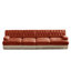 4 pièces de style brun rouge avec velours doux de 135 po, bouton, jupe à pampille, conception modulaire, base en bois, mousse haute résilience