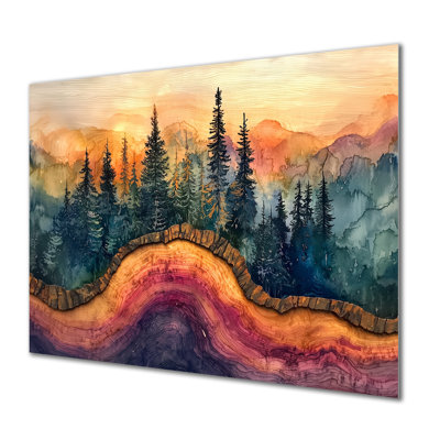 «Color of Giants Tree In A Forest Landscape», impression murale en métal forêt