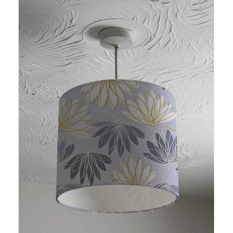 Cotton Drum Pendant Shade ( Uno ), 22cm H x 25cm W x 25cm D