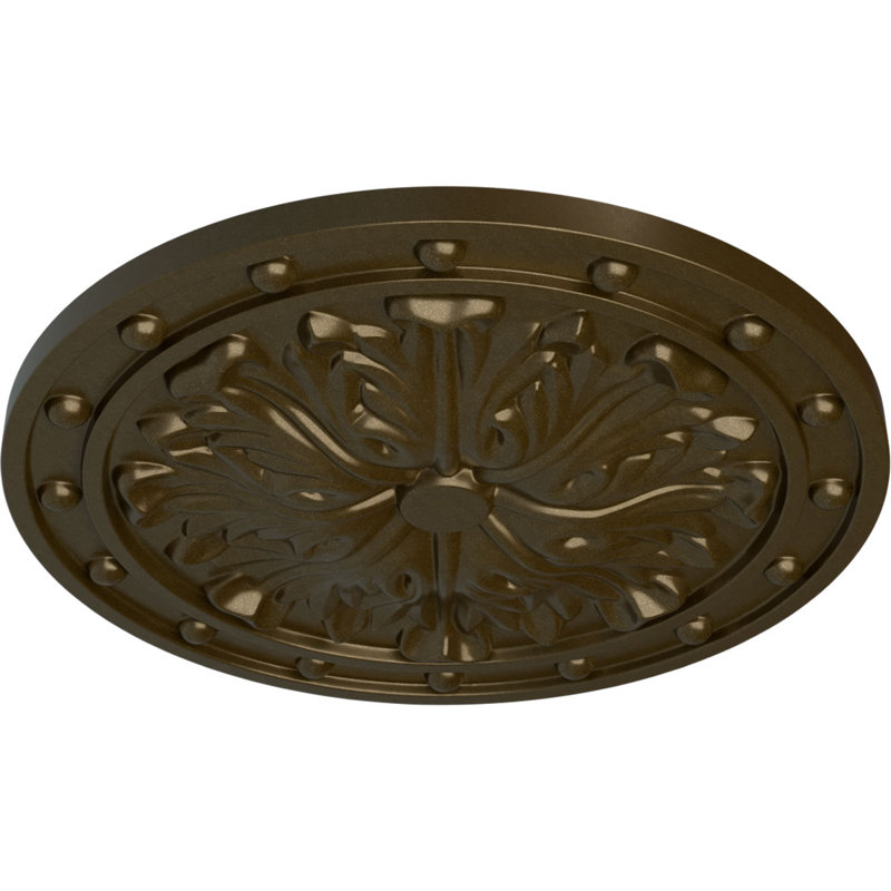 Endurathane Foster Acanthus Leaf Ceiling Medallion, 20 1/2"OD x 1 1/2"P (Fits Canopies up to 2 1/4"), Hand-Painted Brass Finish