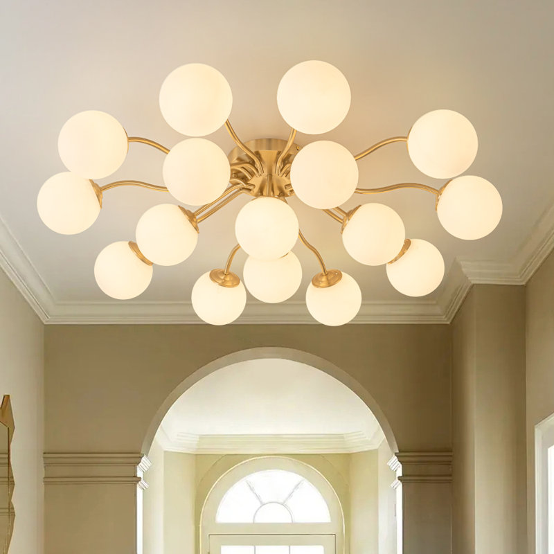Plafonnier semi-encastré Honniball, 16 lumières, Doré