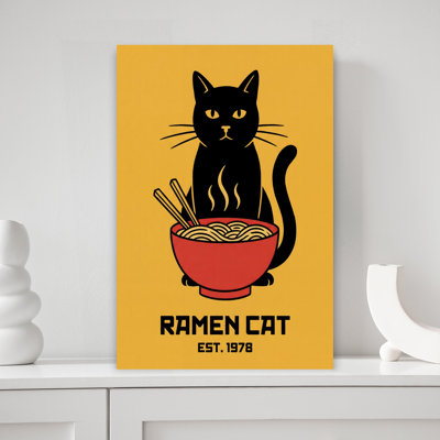 Art mural chat contemporain Ramen