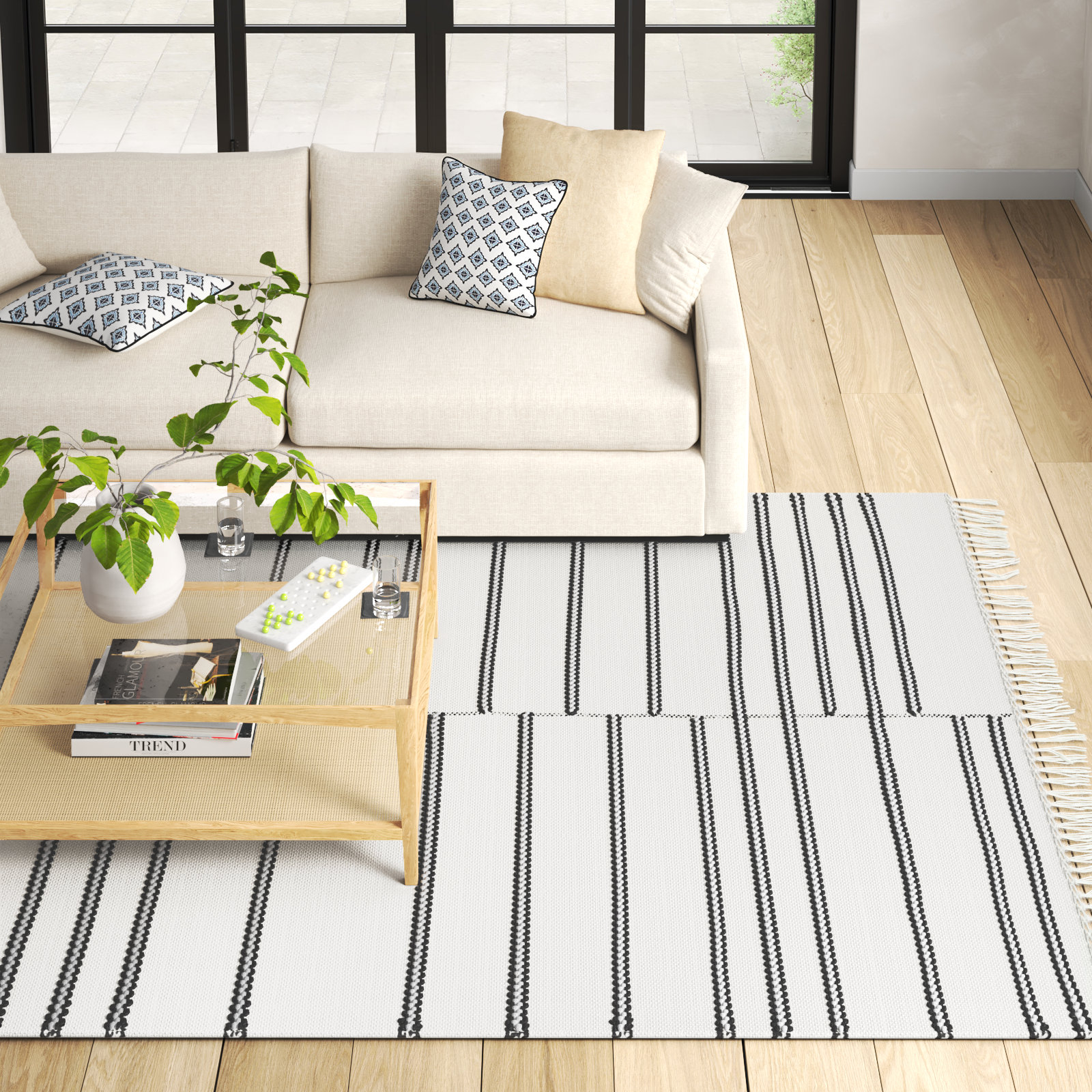Favina Hand-Woven Striped Rug, Rectangle 8'10" x 12'