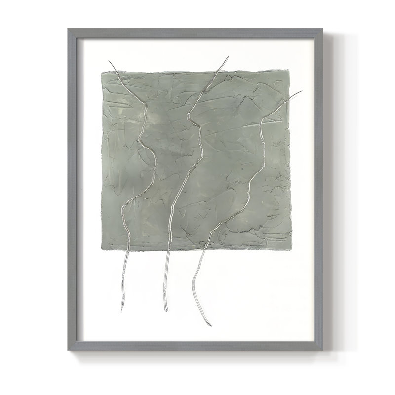 Divided Plot II Framed Print - Solid Wood, Gray, 30" H x 24" W