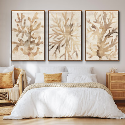 " Parchment Coral I " 3 - Pieces