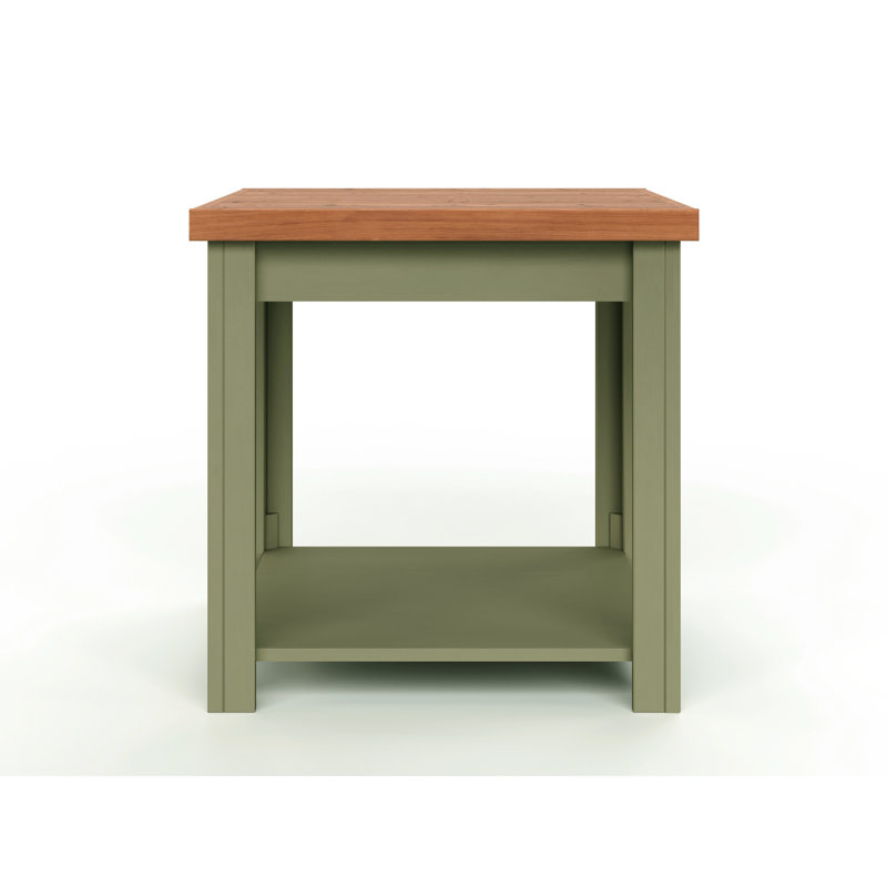 Table d'appoint 24 pouces, sauge et bois fruitier, sans assemblage, table de peuplier avec tablette, assemblage