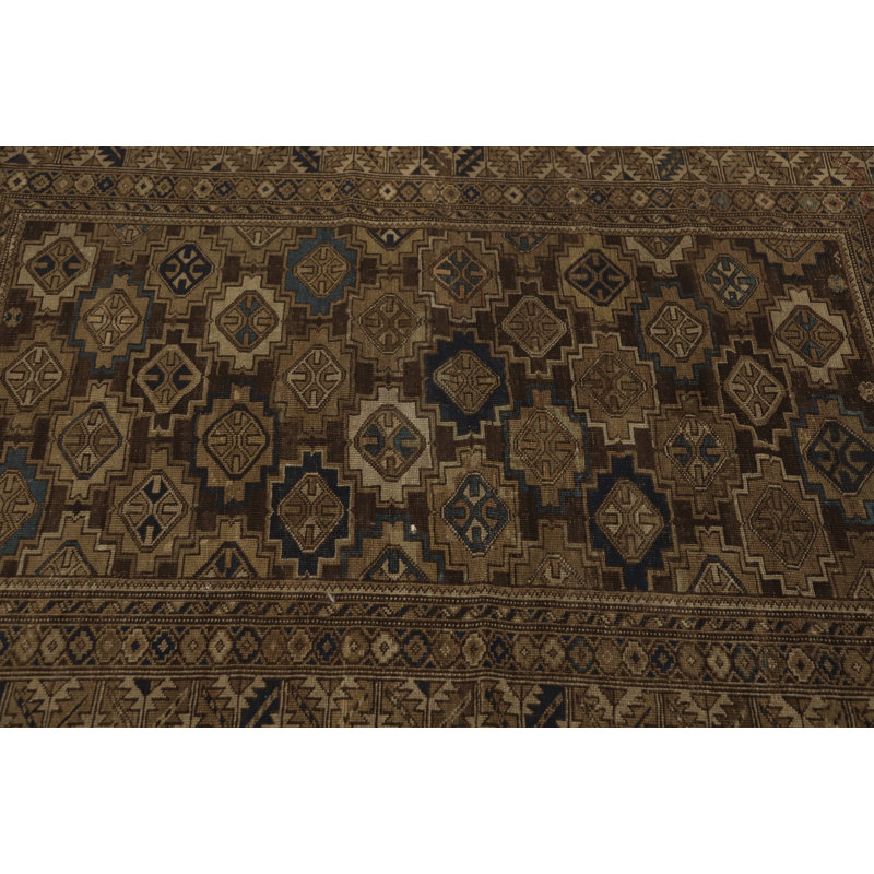 Tapis teinture végétale antique pré-1900 4 x 5