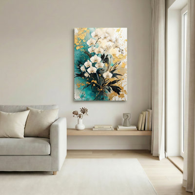 Ensemble de 1 tableau abstrait floral sur toile