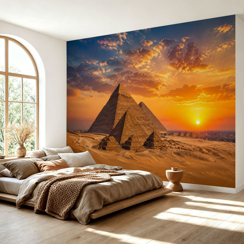Wall Mural Peel and Stick Wallpaper Great Pyramids Giza Egypt Self-Adhesive Removable Contact Paper Wall Decor for Living Room Bedroom 100"H x 144"W