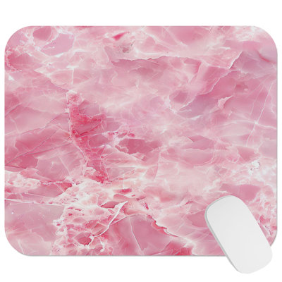 Abstract Pink Marble Geode Crystals VIII Modern Gaming Cute Office Laptop Desk Pad Gift Mat Square Rectangle Non-Slip Mousepad