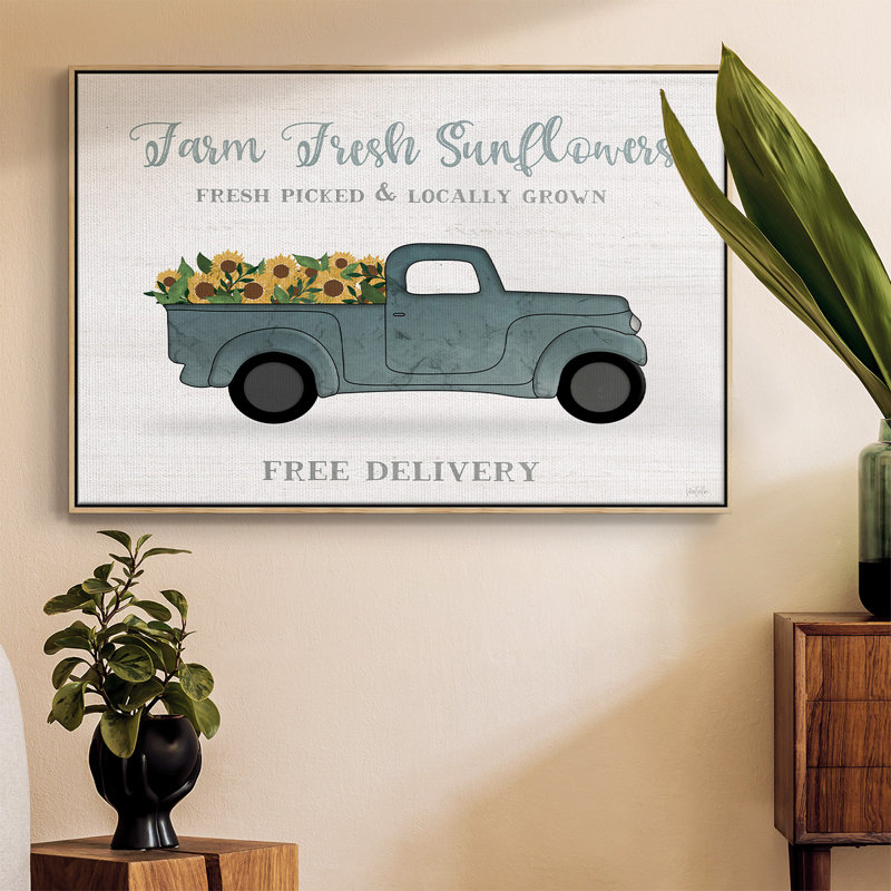 Camion Farmers Market, H 25 po x l 37 po x P 2 po, Toile avec cadre en bois naturel