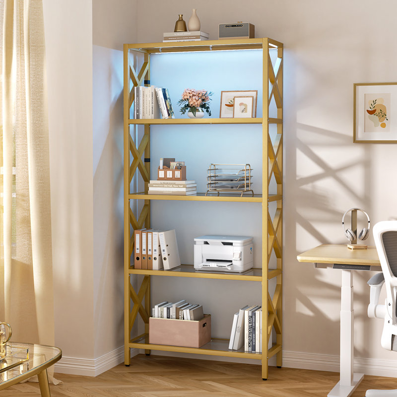 Vitrine 5 lumières en verre avec lumières DEL, (5 tablettes) H 66 po x l 30 po x P 12 po