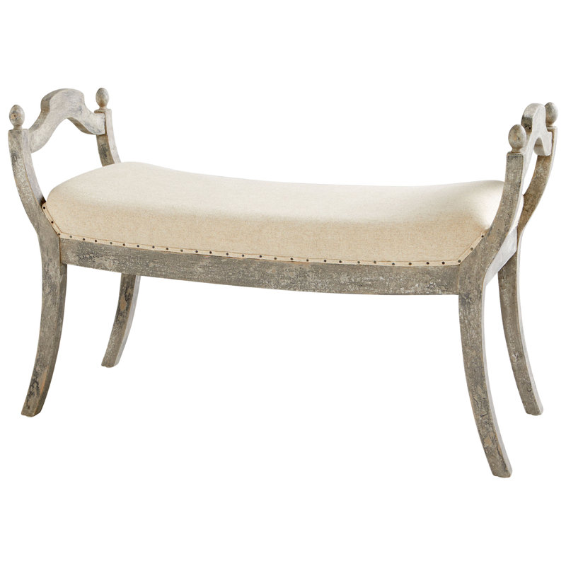 Banc de chambre en bois massif Alice, Gris patiné