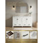 Ensemble de meuble-lavabo double 72 po avec porte intégrée et tiroirs divisés, structure en bois massif et lavabo en céramique (blanc)