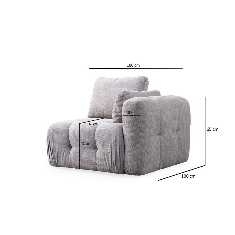 Canapé 1 place, Mélange de polyester gris clair