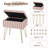17.3" Faux Fur Vanity Stool with Storage, Metal Legs Dressing Bench for Bedroom-1270755167