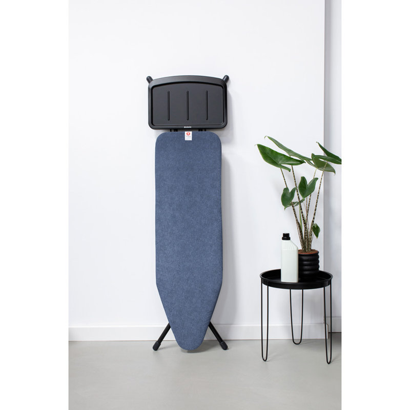 Denim Blue Freestanding Ironing Board with Metal Steam Unit Holder