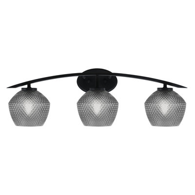 Barre d'éclairage de salle de bain 3 lumières avec verre texturé 6 po Kurve