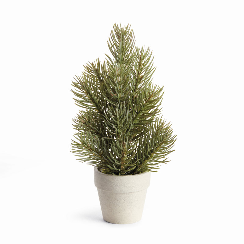 Faux pin réaliste dans un pot en béton 9 po