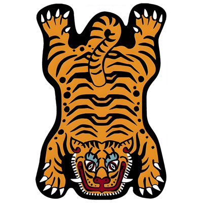 🐯 Orange Tummy Tiger Shaped Accent Rug