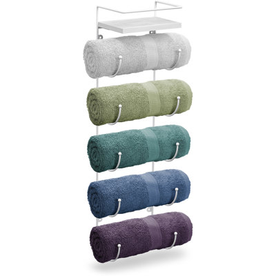 Sorbus Towel-rack For Bathroom With Wooden Top Shelf & 5 Tiers, Black