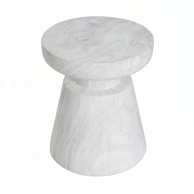 Outdoor Concrete Patio Side Tablbe, White