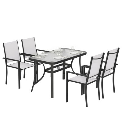 Steel Patio Dining Set Table,