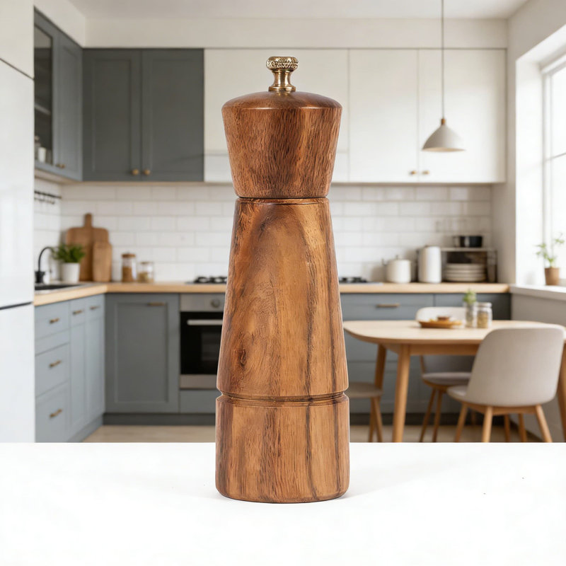 Moulin à poivre en bois d'acacia de qualité supérieure avec mécanisme de broyage en acier inoxydable réglable pour grains de poivre fraîchement moulus