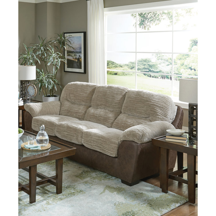Chinou 96" Upholstered Sofa with Drop Down Table