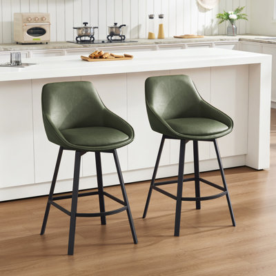 Janayshia 65cm H Swivel Upholstered Leather Counter Stool