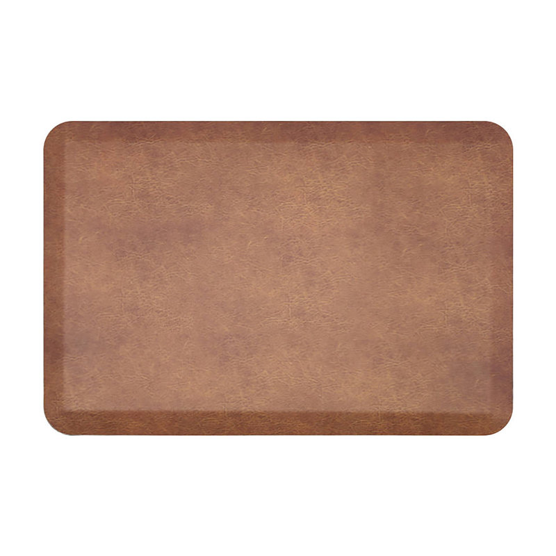 Tapis de cuisine antidérapant en cuir Happy Feet, Rectangle 1 pi 10 po x 2 pi 8 po, Brun / Orange
