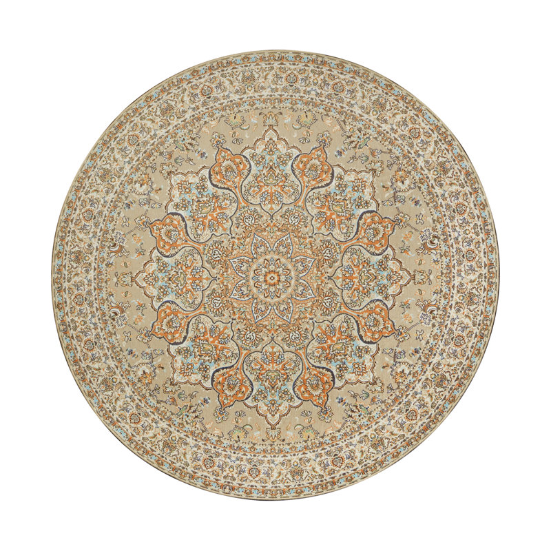 Tapis rond lavable à la machine Kenya Beige 6X6