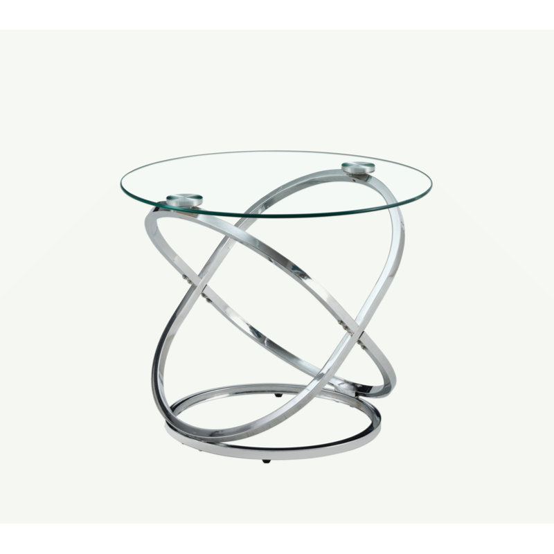 Round Glass Coffee Table., Silver