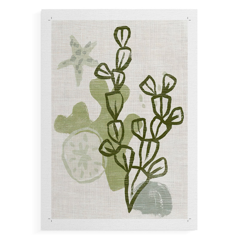 Coral Blockprint I - Impression sur toile seulement - NON-CADRE, H 12 po x l 8 po