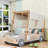 Jainy Wood Bed with Shelf and LED-1088575306