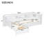 Lit plateforme simple en bois en forme de L avec lit gigogne et tiroir de rangement, blanc
