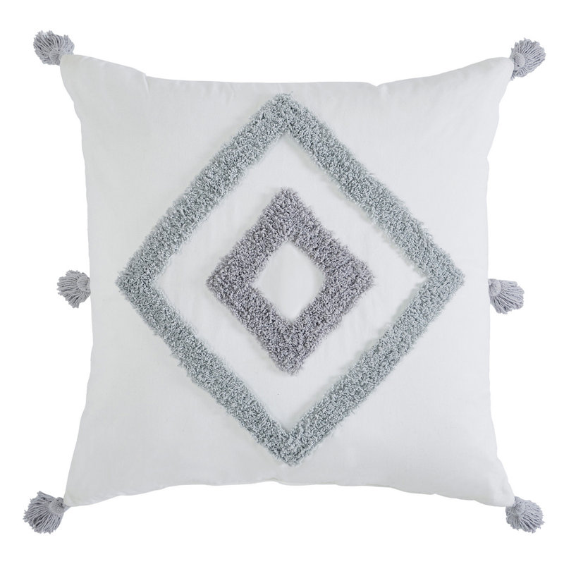 Tufted 20" x 20" Boho Diamond Cotton Decorative Pillow